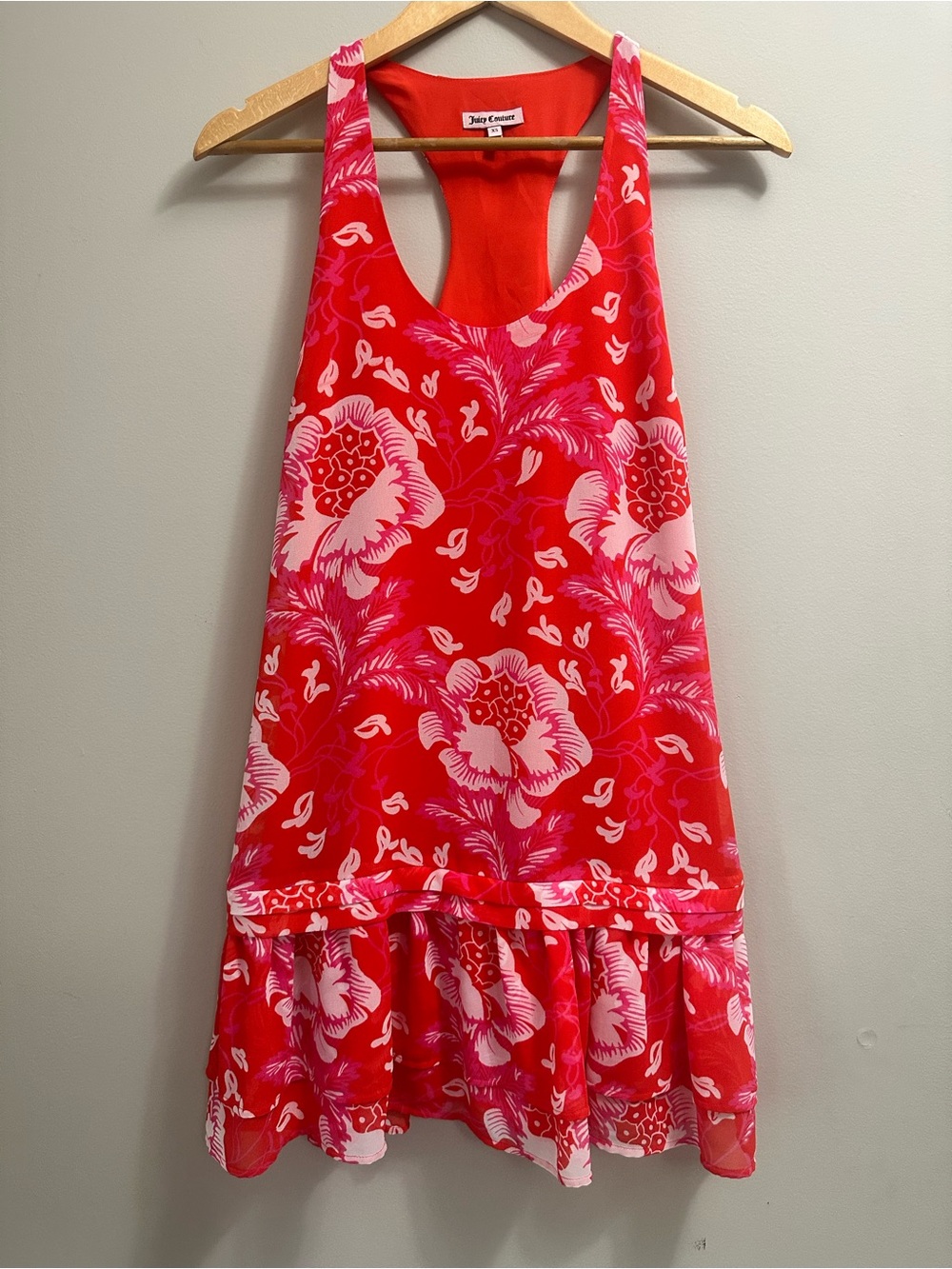 Juicy Couture Catalina Red & Pink Floral Racerback midi Dress